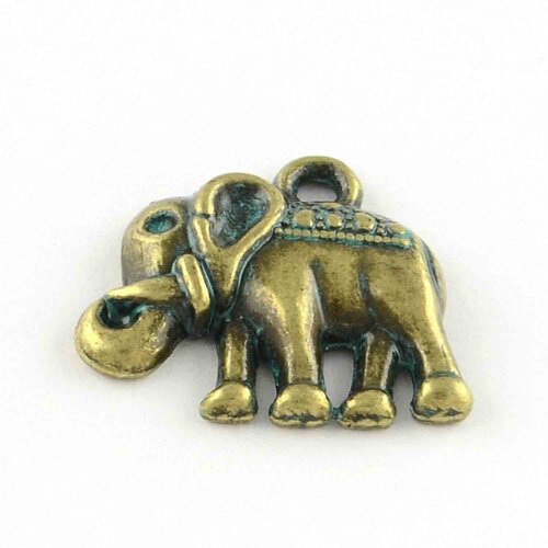 Breloque éléphant en métal bronze patiné lot de 10 pcs