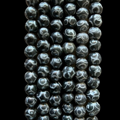 Perle  jade xiuyan dzi ,10 mm,lot de 10 pcs