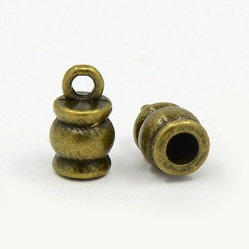 Embout baril, bronze antique, 10x3.5mm, trou 2 mm diamètre intérieur 3 mm,lot de 10