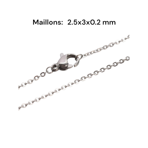 Collier en acier inoxydable 45 cm ,vendu par deux