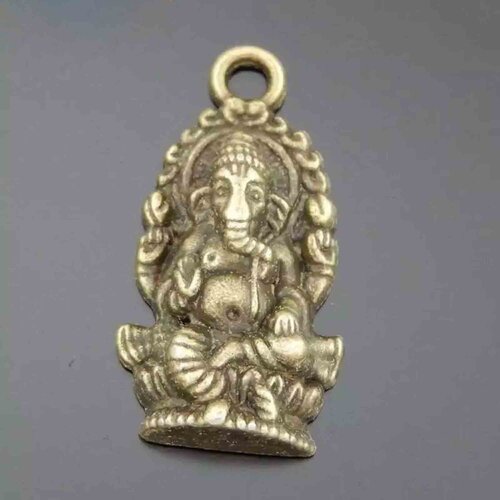 Pendentif ganesh,inde,éléphant,métal bronze,26 mm,lot de 2 pièces