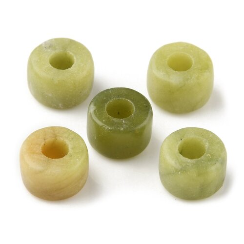 Perle de  jade xinyi naturel ,tube,8x5.5~6mm,lot de 10 perles
