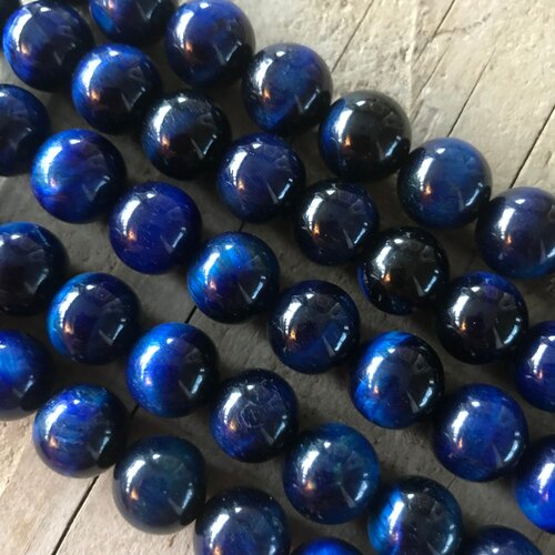 Perle oeil de tigre bleu grade aa,10 mm,lot de 10 perles