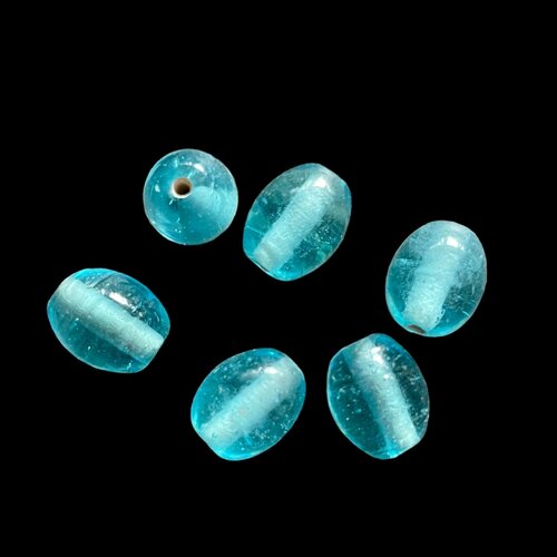 Perle en verre,artisanat inde,bleu turquoise,olive,10 sur 8 mm mm,lot de 10 perles