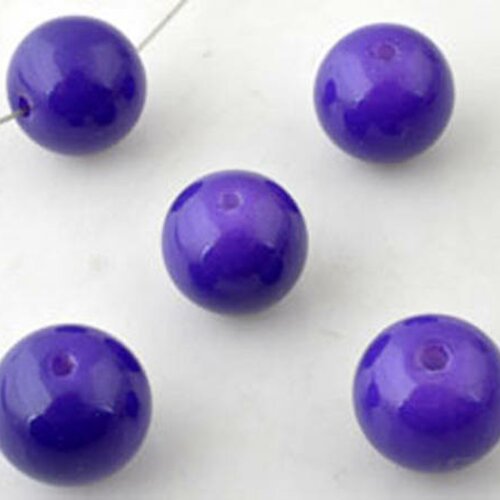 Perles verre violet,ronde,10mm trou: 1,5mm,lot de 20
