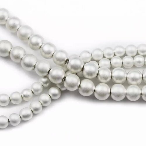 Perle hématite argent rond ,8 mm,lot de 10 perles