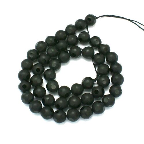 Perle onyx noir à facette brillante sur mat ,8 mm,lot de 10 perles