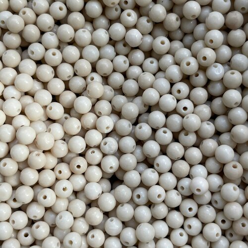 Perle en fossile naturelle,ronde,4 mm,lot de 20 perles