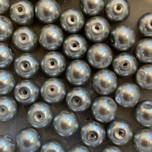 Perles de verre argent ,ronde, 10 mm trou 1mm,lot de 20