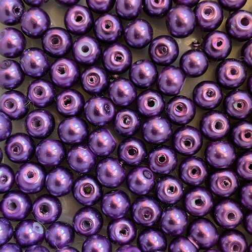 Perles de verre violet,ronde,6mm trou 1,5mm,lot de 60