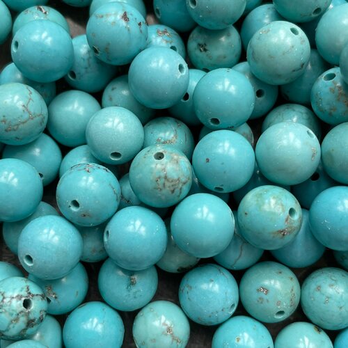 Perle de howlite turquoise,ronde,10mm,lot de 10