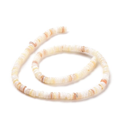 Fil de perle heishi en coquillage,41 cm de fil