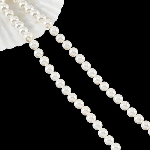Fil de perle 6 mm,ronde, en coquillage,65 perles