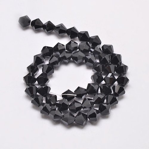 Perles en verre bicone  de cristal autrichien, aa grade, facette, noir