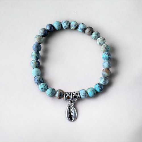 Kit bracelet élastique caurie et turquoise africaine