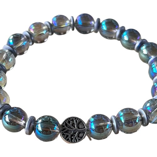 Kit bracelet élastique perle en quartz aqua aura