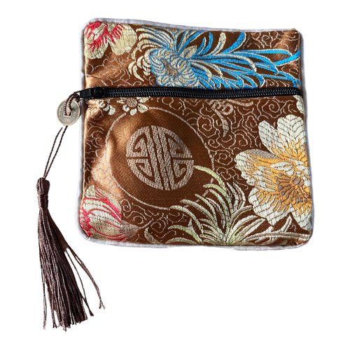 Pochette cadeau soie,fermeture éclair,carré,11,5cm sur 11,5 cm,4 modèles au choix