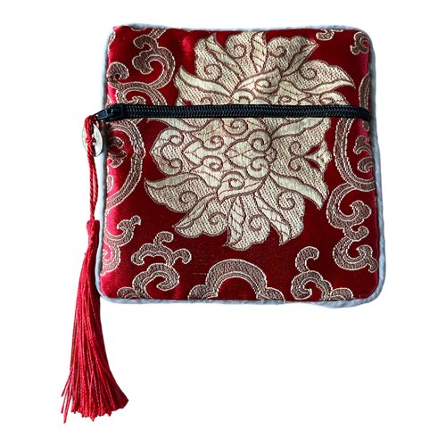 Pochette cadeau soie,fermeture éclair,carré,11,5cm sur 11,5 cm