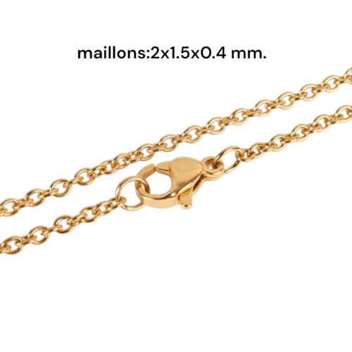 Collier en acier inoxydable or,45 cm de long,vendu par deux