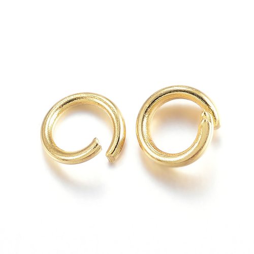 Anneaux de jonction en 304 acier inoxydable, anneaux de jonction ouverts, véritable 18k plaqué or, 22 jauge, 4x0.6mm vendu par 100