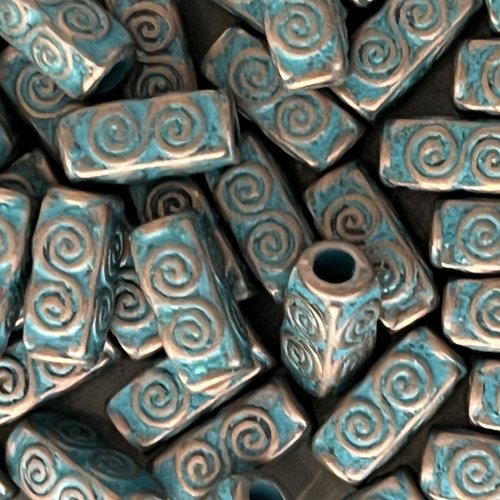 Perle intercalaire métal patiné tube,lot de 6
