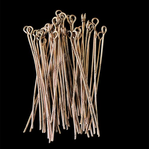 Tiges ou clous à oeillet métal cuivre 5 cm de long,lot de 50 pcs