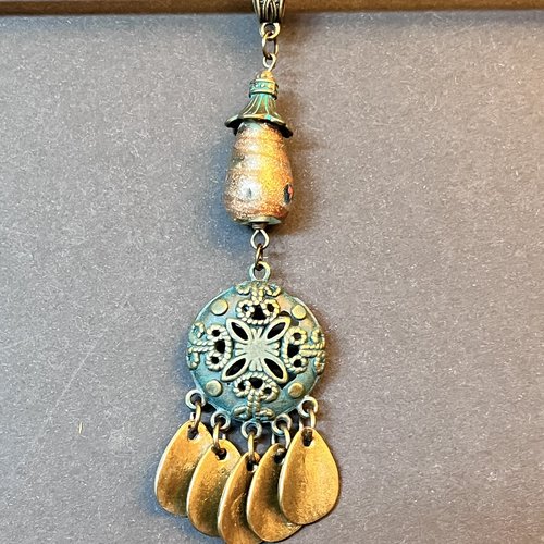 Pendentif ethnique perle de verre indien