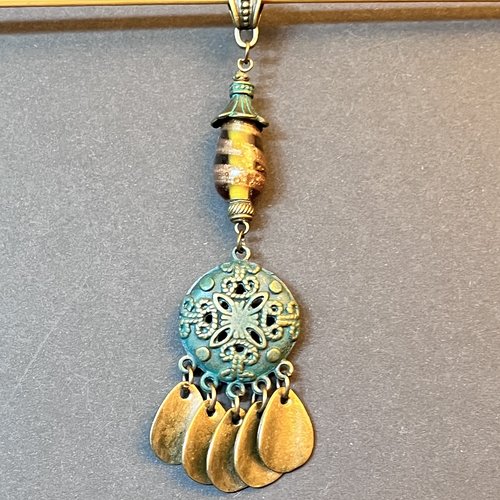 Pendentif ethnique perle de verre indien