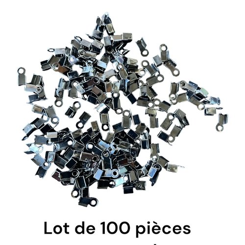 Embout en acier gunmétal pour cuir ou cordon de 3 mm,vendu par 100