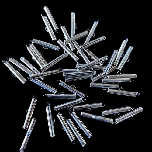 Embout tube pour cordon ou cuir,métal argent,25 mm,lot de 45 pcs