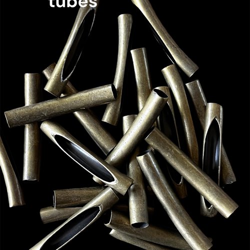 Embout tube ouvert pour cordon ,métal bronze,30 mm,lot de 22 pcs