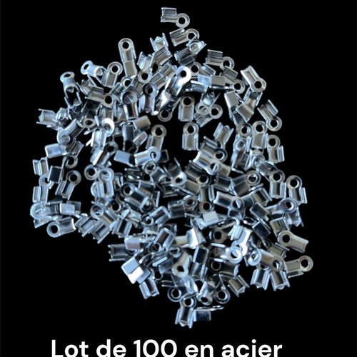 Embout en acier inoxydable argent pour cuir ou cordon de 3 mm,vendu par 100