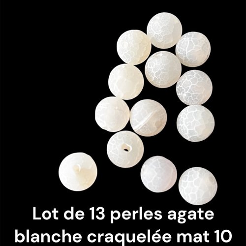 Perle agate craquelée du brésil, rond,10mm,,lot de 13 pcs