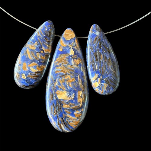 Pendentif en gemme bleu et or 3 pièces