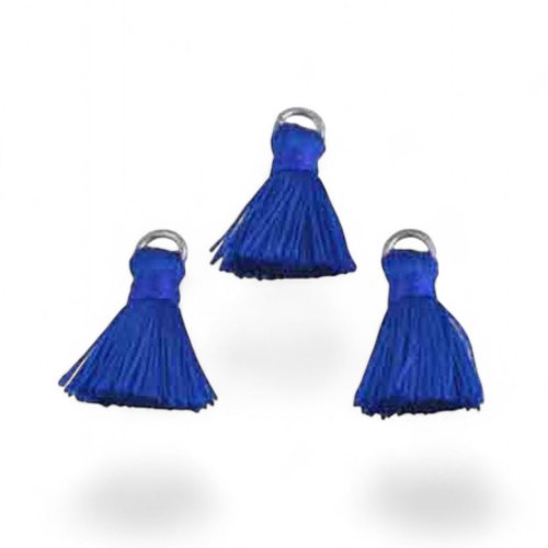 Pompons bleu en textile avec anneau,lot de 6