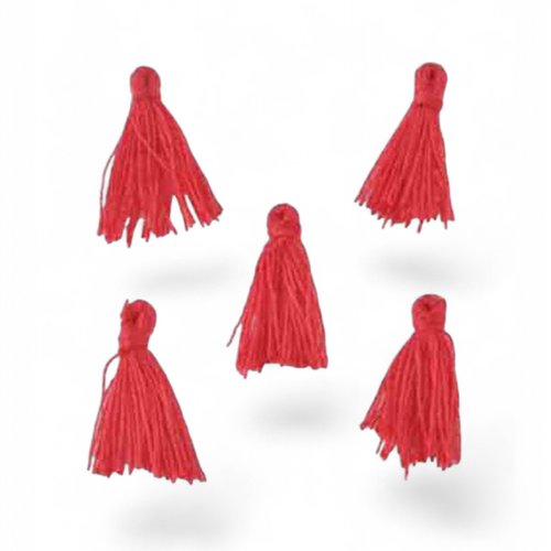 Pompons rouge en textile,lot de 10