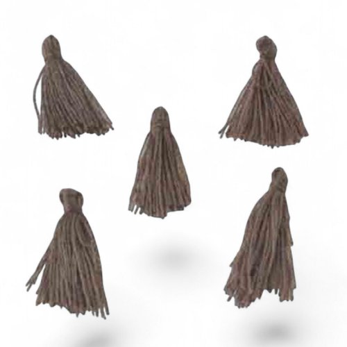 Pompons taupe en textile,lot de 10