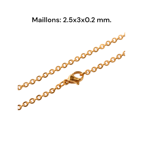 Collier en acier inoxydable or,45 cm de long,vendu par deux