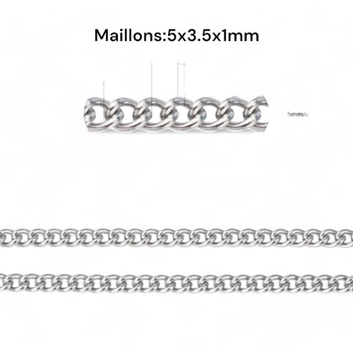 Chaine acier inoxydable 304 argent,vendu par 1 mètre