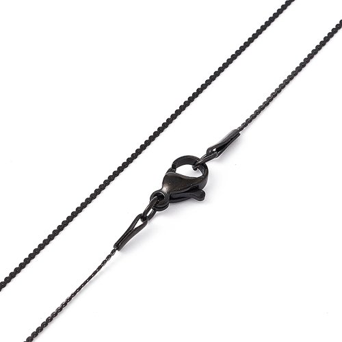 Collier serpent en acier inoxydable noir,50 cm,vendu à l'unité