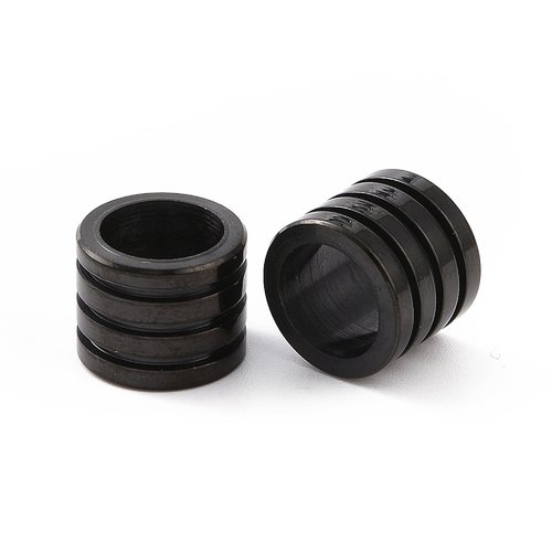 Perle en acier inoxydable 304 tube noir,lot de 2 perles