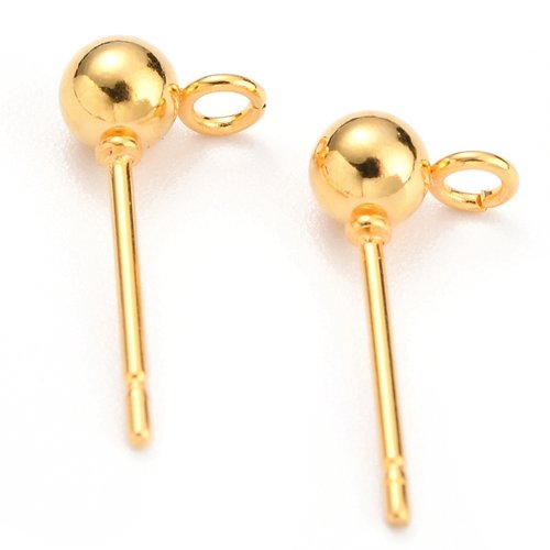 Support boucles d'oreilles tige en acier inoxydable 304 or,lot de 10