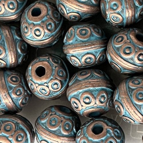 Perle intercalaire métal patiné ronde,10 mm,lot de 6