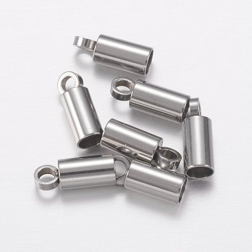 Embout acier inoxydable  pour cordon 2,5 mm,lot de 20