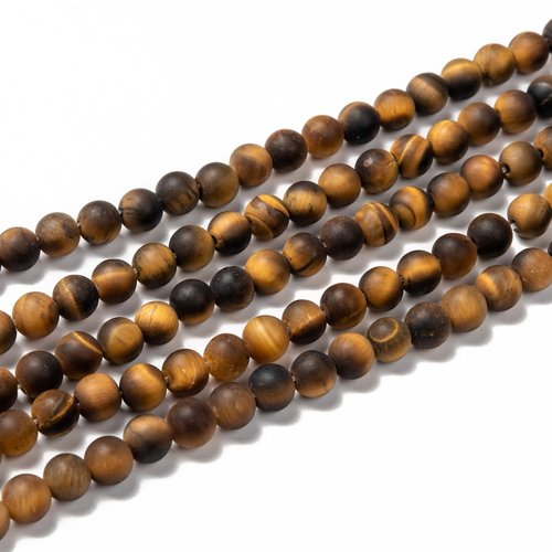 Perle oeil de tigre,natural givré mat,grade a,6 mm,lot de 20 perles