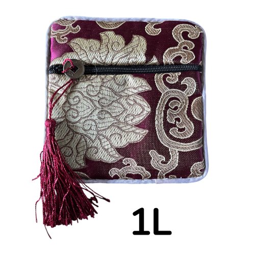 Pochette cadeau soie,fermeture éclair,carré,11,5cm sur 11,5 cm,4 modèles au choix