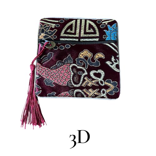 Pochette cadeau soie,fermeture éclair,carré,11,5cm sur 11,5 cm,4 modèles au choix