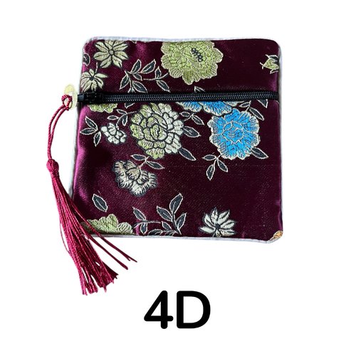 Pochette cadeau soie,fermeture éclair,carré,11,5cm sur 11,5 cm,4 modèles au choix