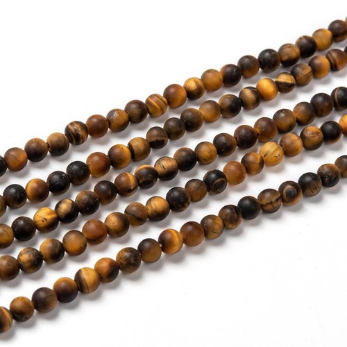 Perle oeil de tigre,natural givré mat,grade a,4 mm,lot de 30 perles