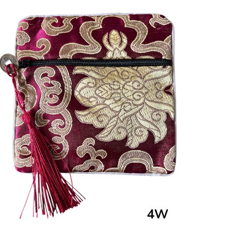 Pochette cadeau soie,fermeture éclair,carré,11,5cm sur 11,5 cm,4 modèles au choix